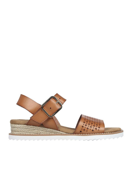 BOBS Desert Kiss Women's Ankle Strap Platforms Tabac Brown