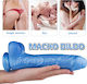 Kinksters Dildo realist cu Testicule și Ventuză Albastru 22cm