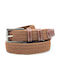 Legend Accessories Men's Knitted Leather Elastic Belt Tabac Brown