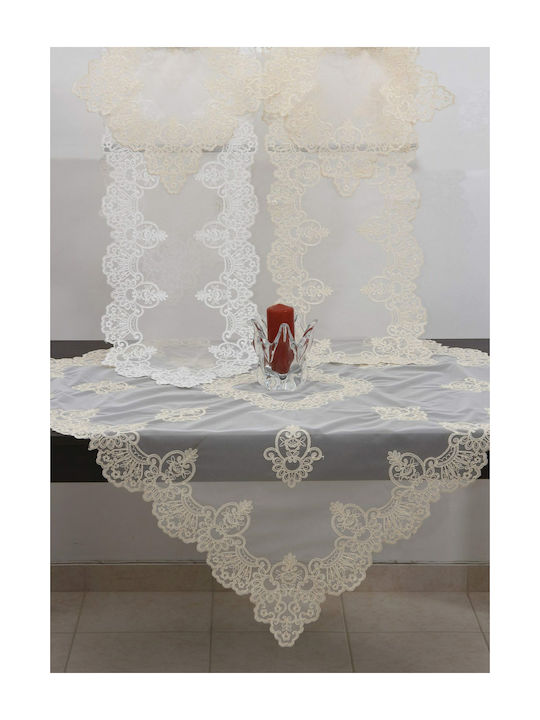 Ilis Home Checkered with Lace 39620 White 85x85cm