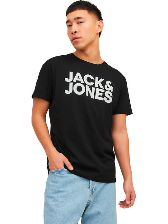 Jack & Jones Tricou Jet Black Print-White