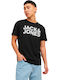 Logo T-shirt Jet Black Print-White