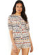 De Damă Mâneca scurta Short întreg Multicolor