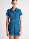 Women's Short Sleeve One-piece Shorts Blue