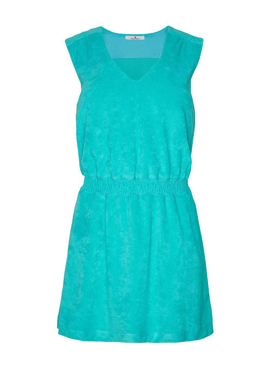 SugarFree Summer Mini Dress Draped Turquoise
