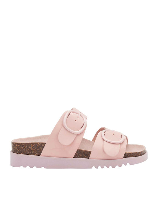 Ambre Leder Flache Sandalen für Damen in Rosa Farbe