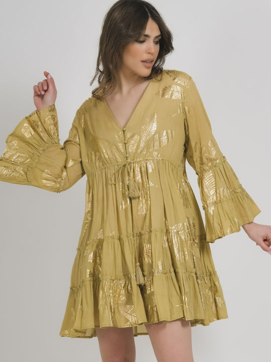 Ble Resort Collection Sommer Mini Kleid Gold