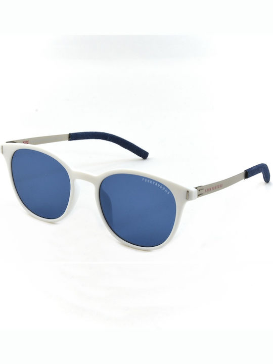 Funky Buddha Women's Sunglasses with White Frame and Blue Lenses FBS2001/005