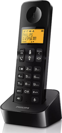 Philips D260 Ασύρματο Τηλέφωνο με Ελληνικό Μενού Μαύρο