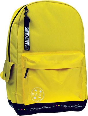 Maui & Sons Σχολική Τσάντα Πλάτης Γυμνασίου - Λυκείου σε Κίτρινο χρώμα