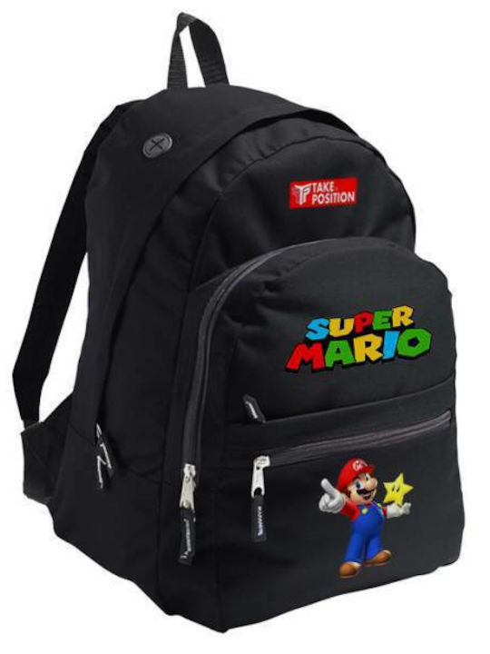 Takeposition Super Mario Star School Bag Backpack Elementary, Elementary Black 24.1Liters