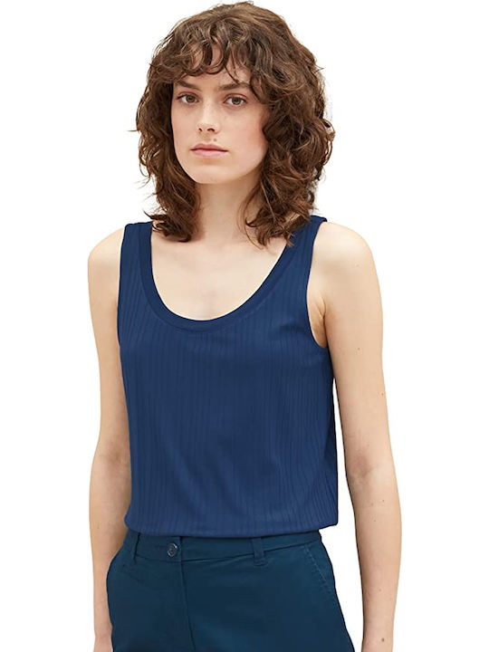 Tom Tailor Damen Sommer Bluse Ärmellos Marineblau