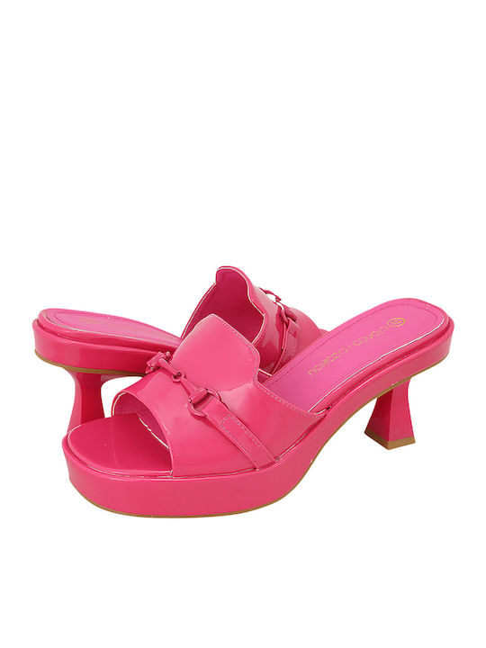 Mauchen Mule cu Gros cu gleznă înaltă Toc în Culoare Fuchsia