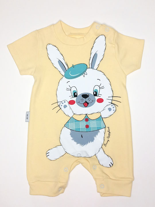 Baby yellow short-sleeved overalls "Bunny"