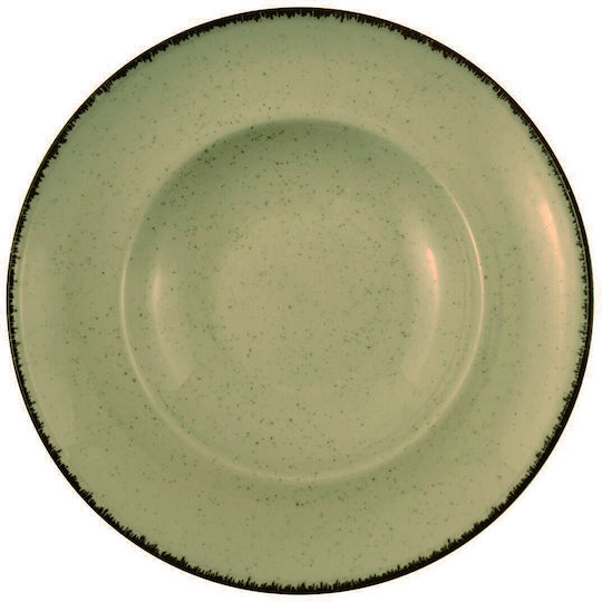 Kutahya Porselen Plate Pasta made of Porcelain Green with Diameter 27cm