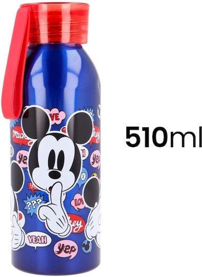 Stor Mickey Mouse Παιδικό Παγούρι Mickey Αλουμινίου με Καλαμάκι Μπλε 510ml