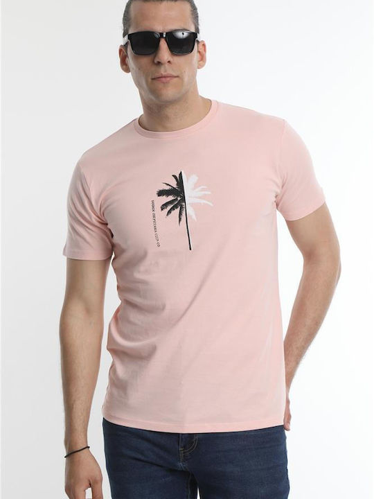 Double T-shirt Bărbătesc cu Mânecă Scurtă Roz