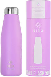 Estia Travel Flask Save the Aegean Бутилка Термос Неръждаема стомана Без BPA Lavender Purple 500мл с Слама
