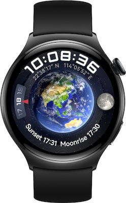 Huawei Watch 4 Stainless Steel 46mm Αδιάβροχο με eSIM και Παλμογράφο (Μαύρο)