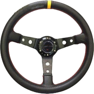 Three Spoke Car Steering Wheel Yellow/Black