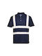 Portwest Men's Short Sleeve Work Shirt Polo Blue with Reflective Tapes