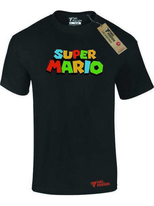 Takeposition T-shirt Super Mario logo σε Μαύρο χρώμα
