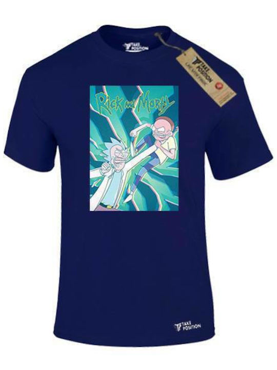 Takeposition T-shirt Rick And Morty σε Navy Μπλε χρώμα