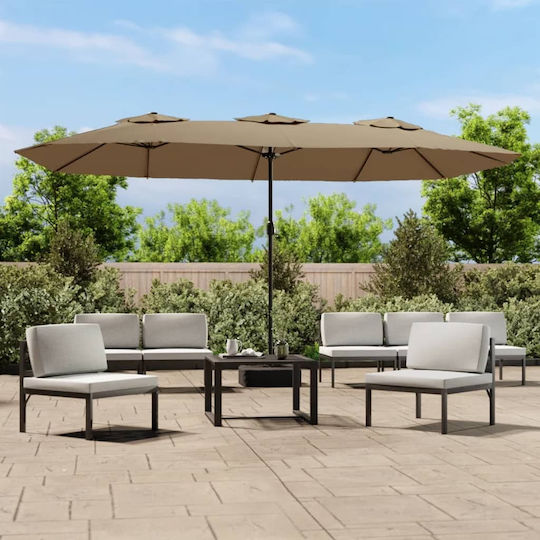 Quadratischer Kunststoff-Garten- und Terrassen-Sonnenschirm Braune 4,49x2,65xH2,45m