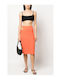 Patrizia Pepe Midi Rock in Orange Farbe