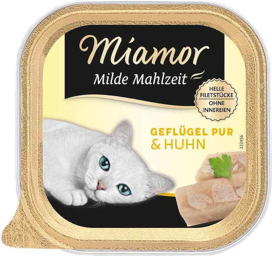 Miamor Milde Mahlzeit Wet Food for Adult Cats in Trays with Chicken and Poultry Grain-Free 100gr