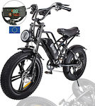 Fatty 20" Μαύρο Ανδρικό Ηλεκτρικό Ποδήλατο Mountain με 7 Ταχύτητες και Δισκόφρενα