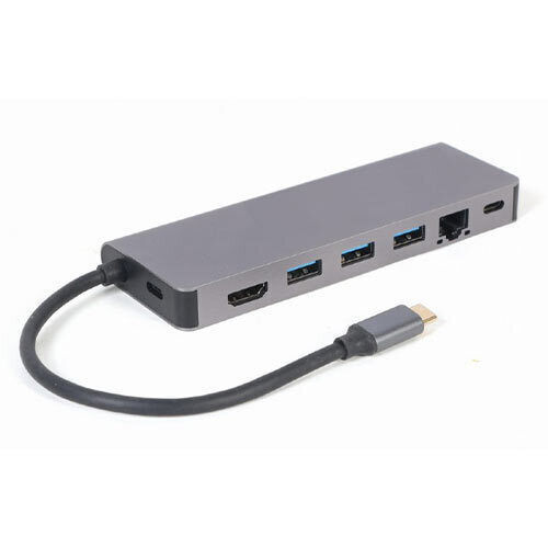 Cablexpert USB-C Docking Station με HDMI 4K PD Ethernet Γκρι (A-CM-COMBO5-05)