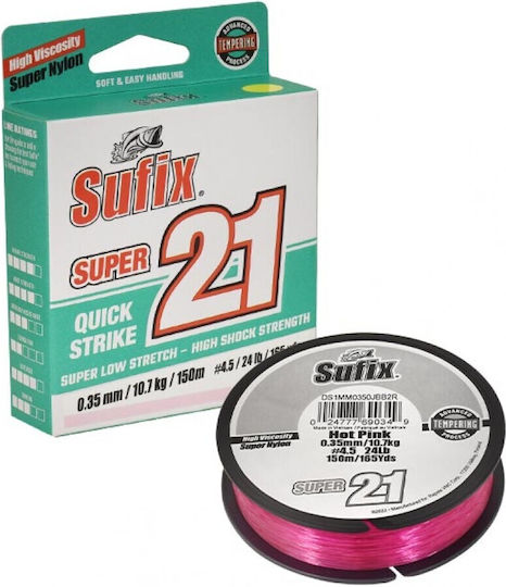 Sufix Super 21 Fishing Line Pink 150m / 0.16mm / 2.5kg