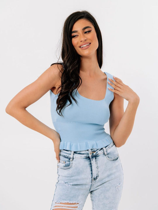 Freestyle Women's Summer Crop Top with Straps Light Blue