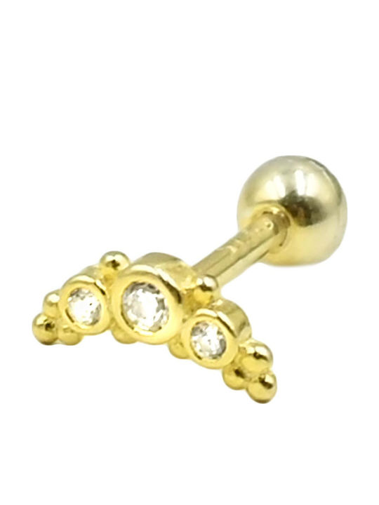 Poco Loco Piercing Urechi Bar Placat cu Aur din Argint Transparent