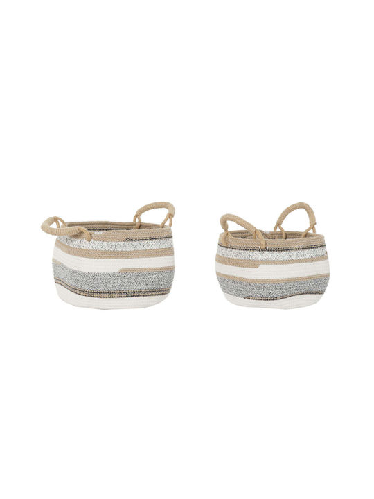 Fabric Decorative Baskets Set Boho 2pcs DKD Home Decor