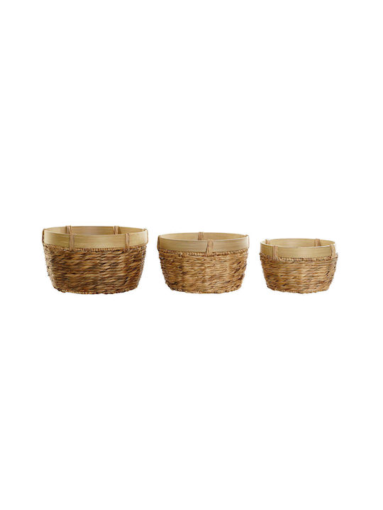 Wicker Decorative Baskets Set 3pcs DKD Home Decor