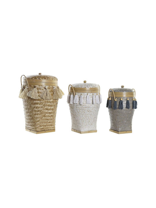 Wicker Decorative Baskets Set 3pcs DKD Home Decor