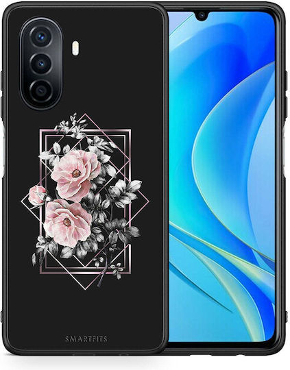 Smartfits Flower Frame Silicone Back Cover Black (Huawei Nova Y70)