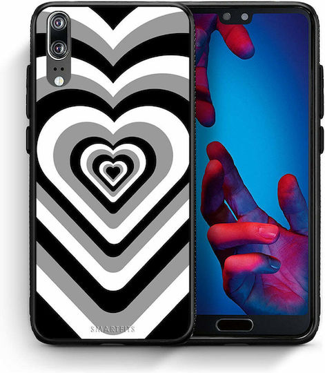 Smartfits Hearts Umschlag Rückseite Kunststoff Schwarz (Huawei P20)