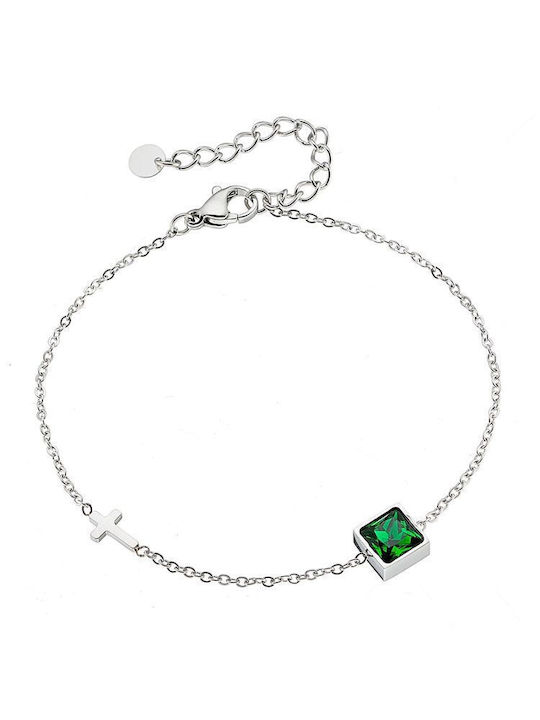 Amor Amor Damen Armband Kette aus Stahl mit Zirkon