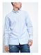 Long Sleeve Cotton Shirt in Regular Fit Light Blue