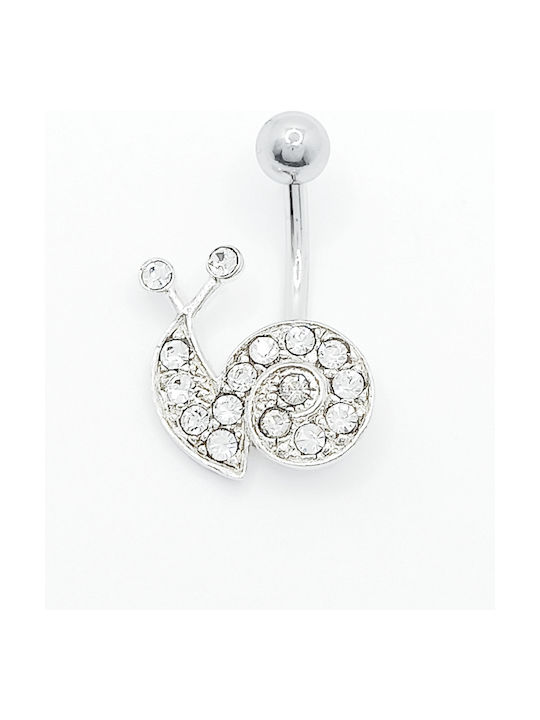 PS Silver Belly Earring Bar made of Silver with Stones