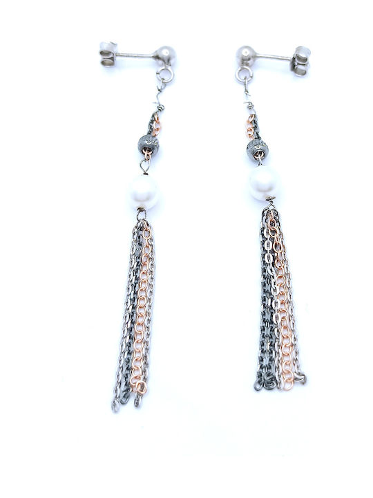 PS Silver Earrings Pendants made of Silver with Stones & Pearls