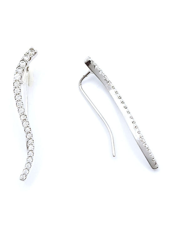PS Silver Earrings Ear Climbers made of Silver with Stones