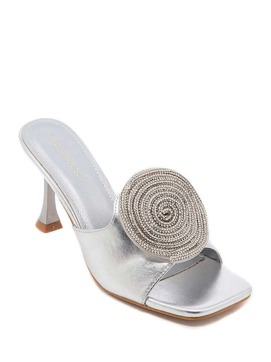 Keep Fred Thin Heel Mules HIL-390-SILVER