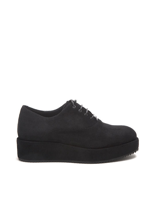 Keep Fred Γυναικεία Flatform Oxfords σε Μαύρο Χρώμα