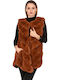 Women's Sleeveless Long Fur Brown