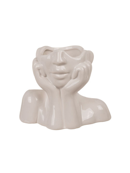 Out of the Blue Vază Decorativă Ceramică Face Albă 14x7xÎ14cm