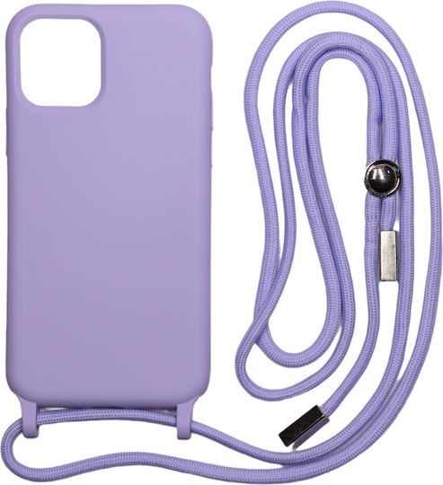 Technovo Lace Back Cover Σιλικόνης με Λουράκι Λιλά (iPhone 13 Pro)